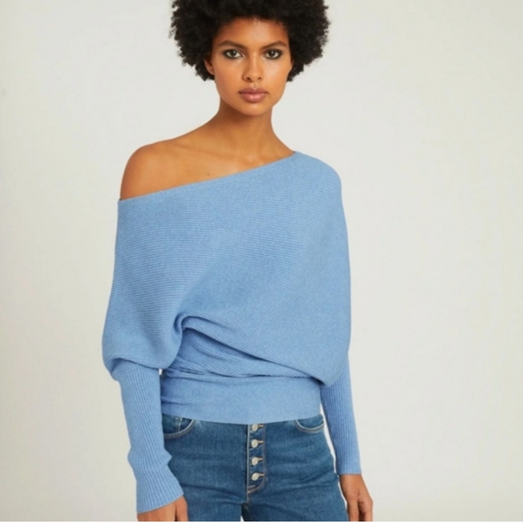 Reiss Lorna Asymmetrical Off Shoulder Sweater - Picture 1 of 5
